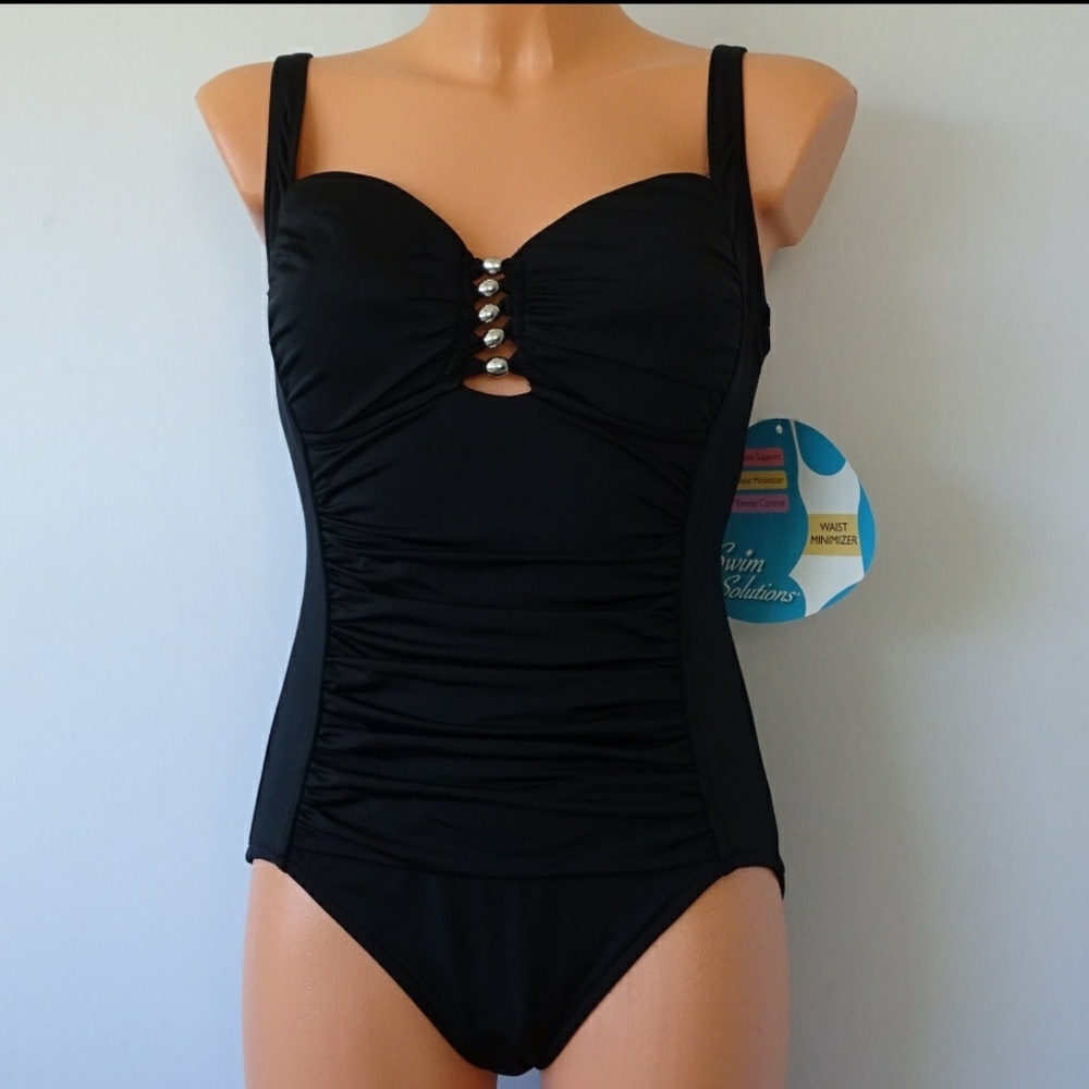 Swim Solutions Beaded Mio NWT 1 Piece Swimsuit